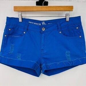 LA Premium Denim Y2K Daisy Dukes Royal Blue Booty Shorts Size 13/14 Juniors